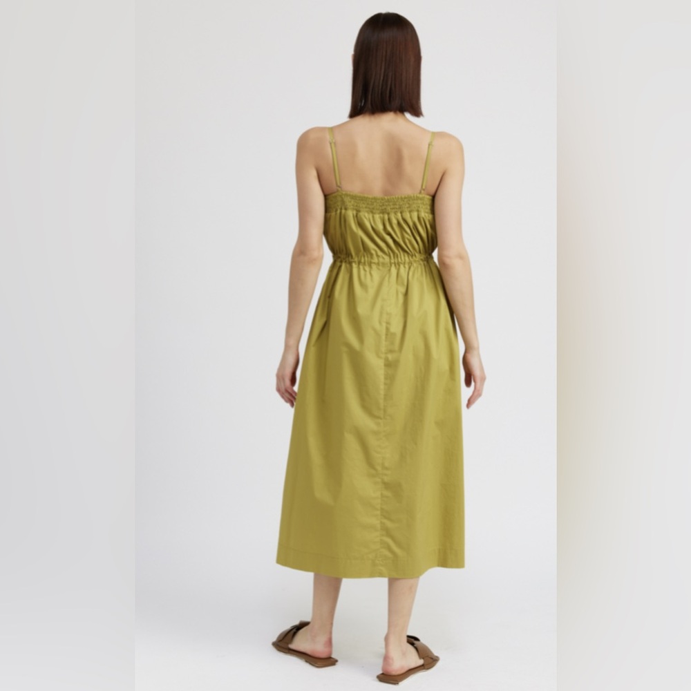 En Saison Minimal Tie Waist Collins Chartreuse Midi Dress - Picture 4 of 11
